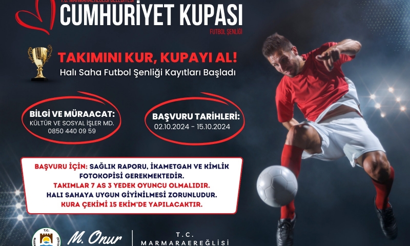 Marmaraereğlisi Belediyesi Cumhuriyet Kupası Futbol Şenliği başlıyor!